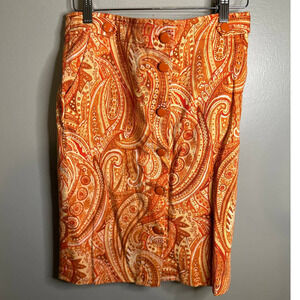 Talbots Orange Paisley Straight Skirt - Size‎ 2